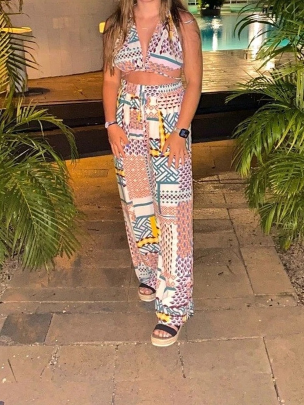 Women's Printed Wide Leg Jumpsuit